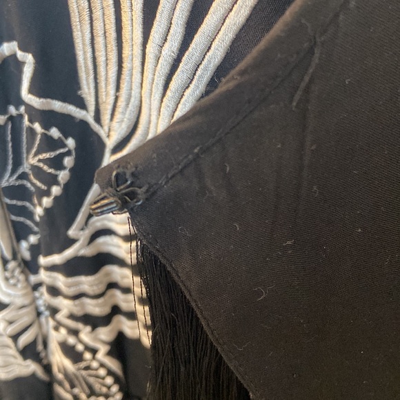 Free People Smoke and Mirrors Jacket/Cape Black Fringe Embroidered Detail - Picture 6 of 9